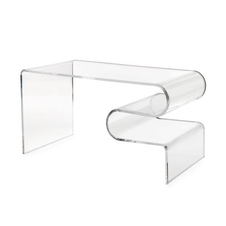 Mesa de centro Dennis de plexiglás transparente, fabricada en Italia. Viadurini