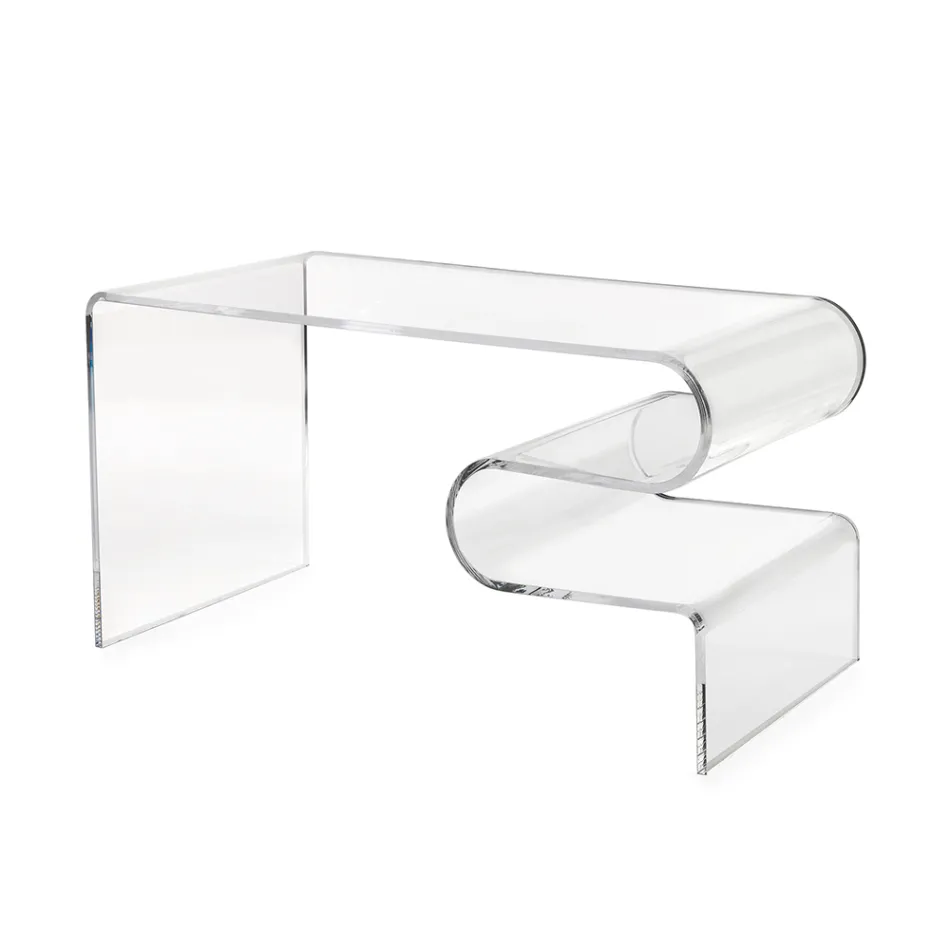 Mesa de centro Dennis de plexiglás transparente, fabricada en Italia. Viadurini