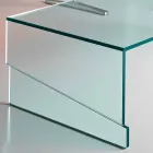 Mesa de centro baja para salón en vidrio transparente voladizo - Descuento Viadurini