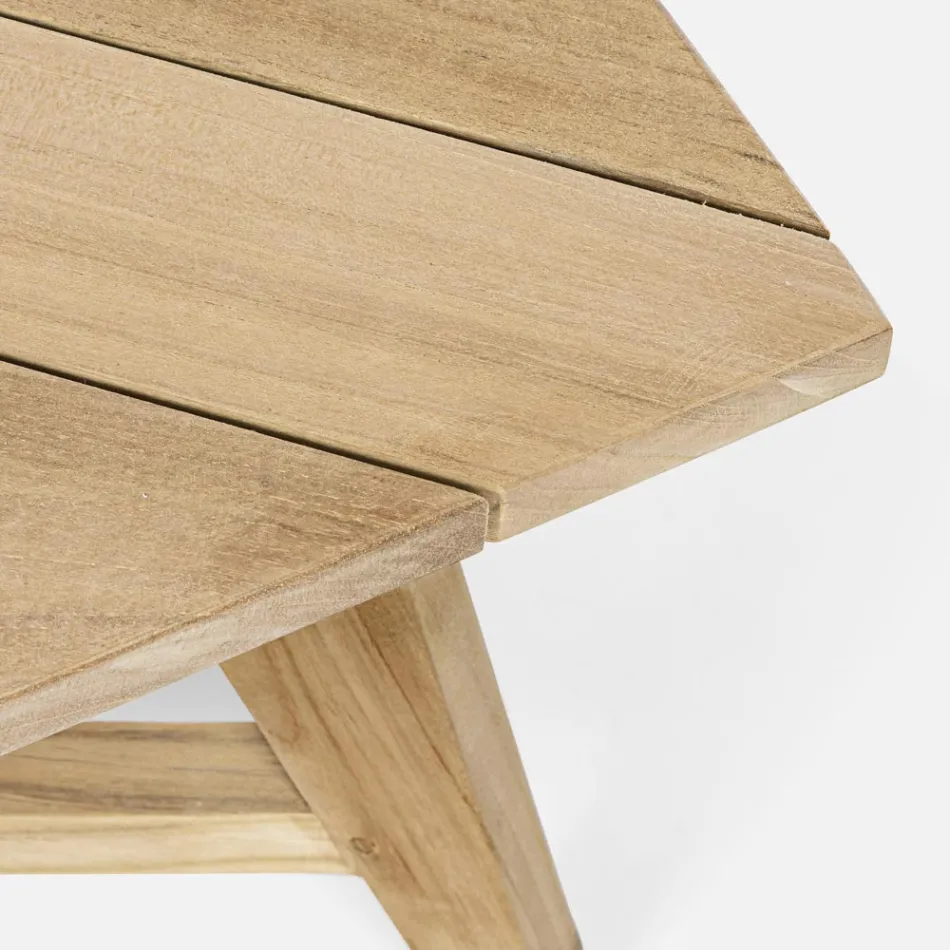 Mesa de centro baja rectangular para exterior en madera de teca, Homemotion - Stuart Viadurini