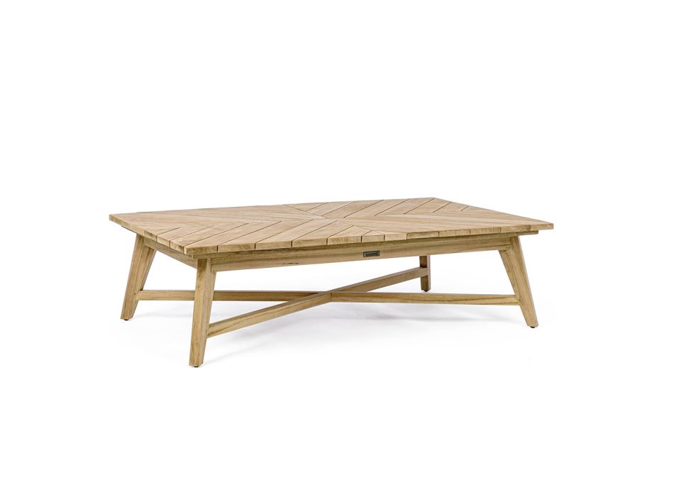 Mesa de centro baja rectangular para exterior en madera de teca, Homemotion - Stuart Viadurini