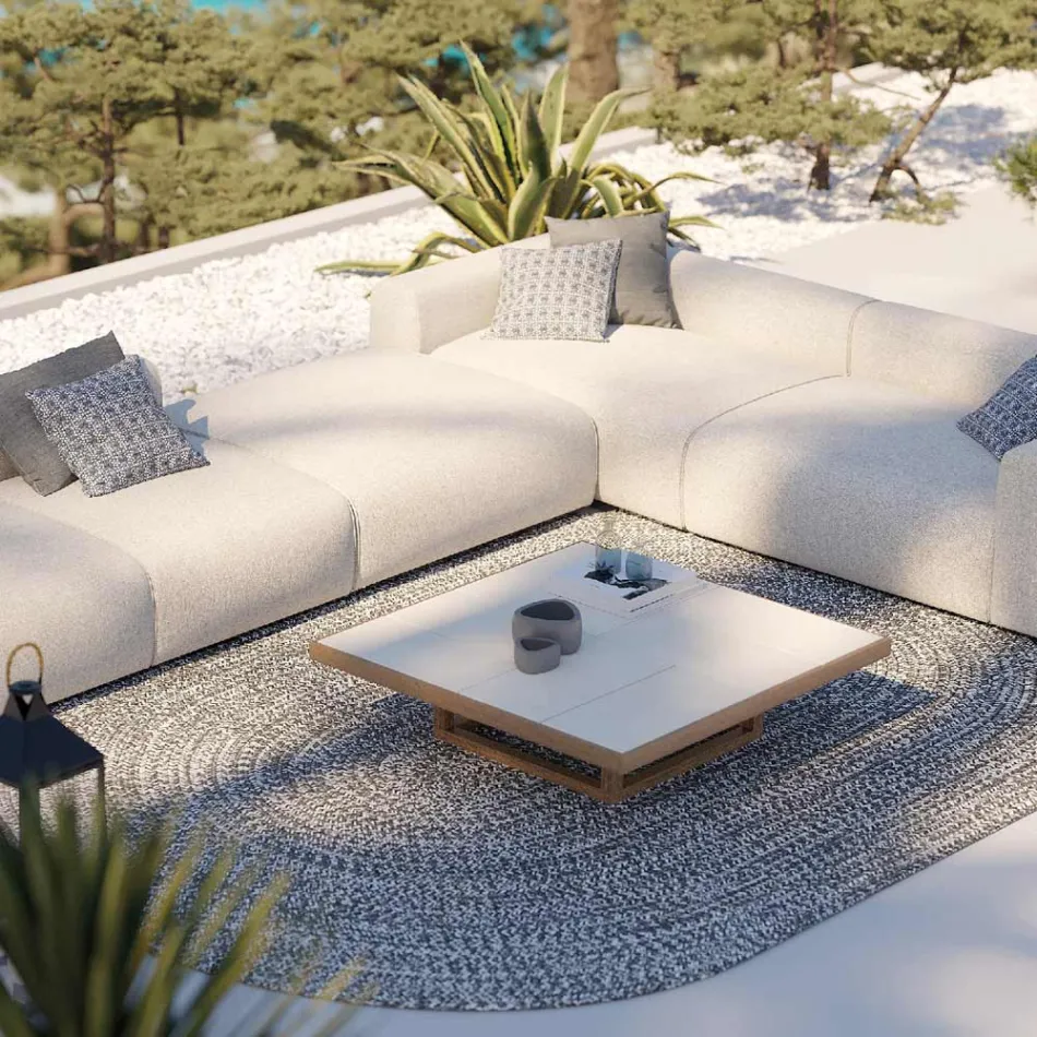 Mesita baja de jardín con tablero de losa de gres Made in Italy - Bresson Viadurini