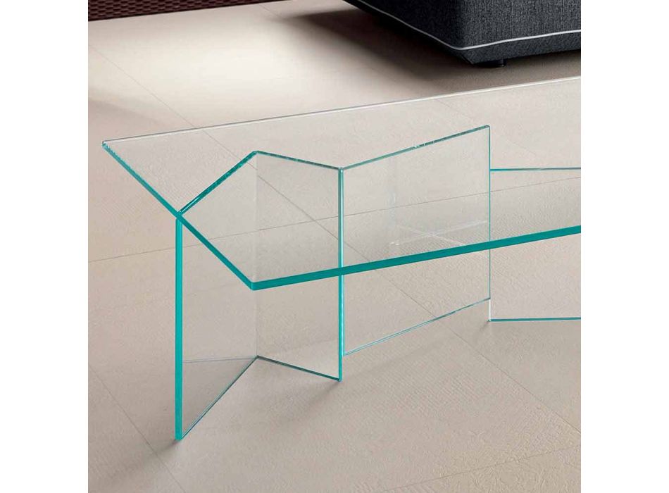 Mesa de centro baja en vidrio extraclaro 2 tamaños Made in Italy - Aleatorio Viadurini