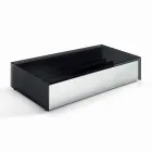 Mesa Baja para Salón en Cristal Ahumado y Cajones de Madera 3 Medidas - Mantra Viadurini