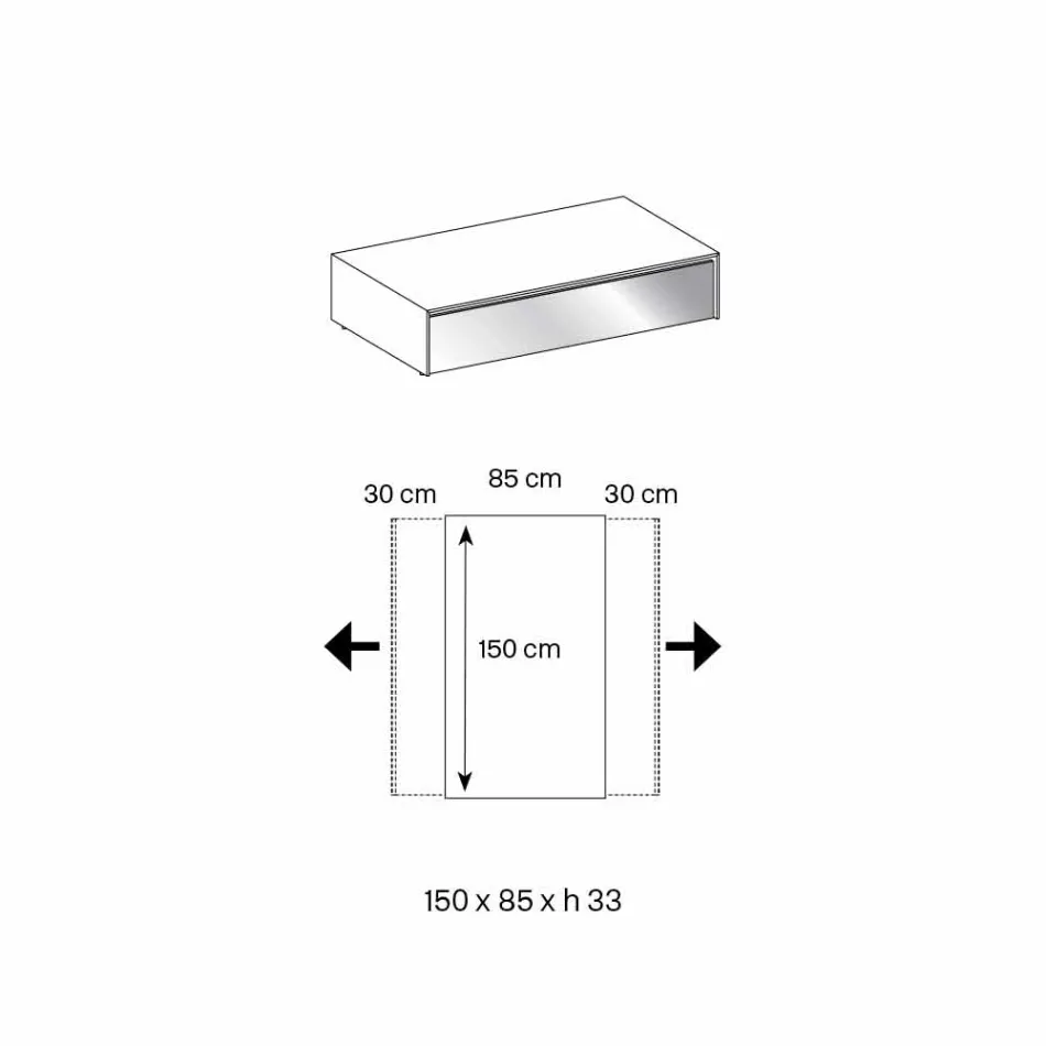 Mesa Baja para Salón en Cristal Ahumado y Cajones de Madera 3 Medidas - Mantra Viadurini