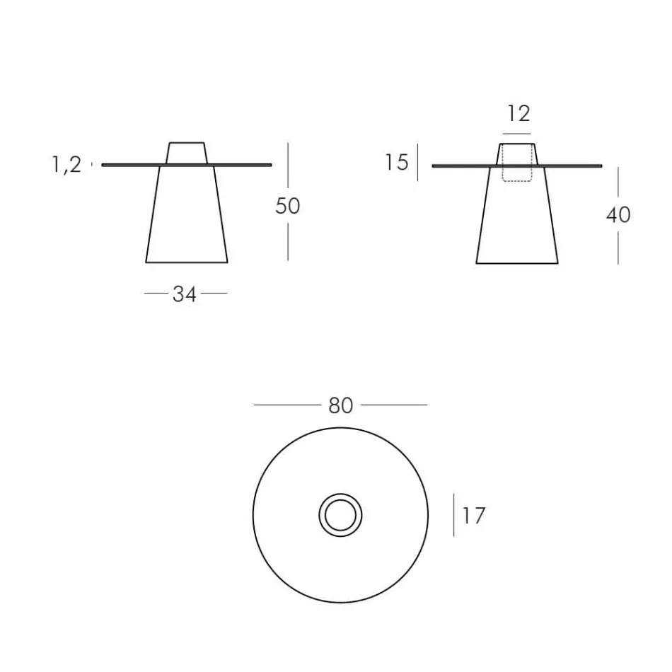 Slide Mesa baja (H50) de polietileno y vidrio fabricado en Italia. Viadurini