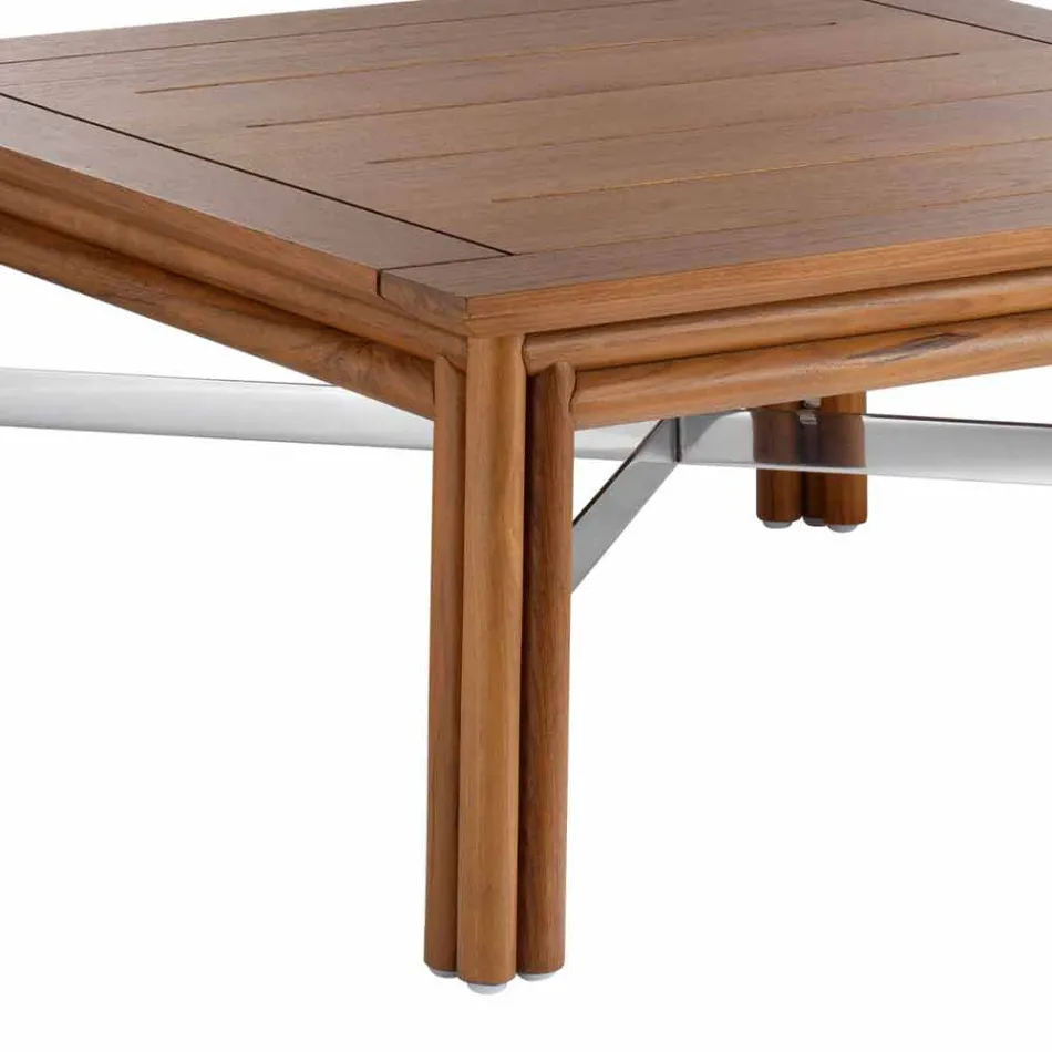 Mesa baja cuadrada para sala de estar al aire libre en madera natural o negra - Suzana Viadurini