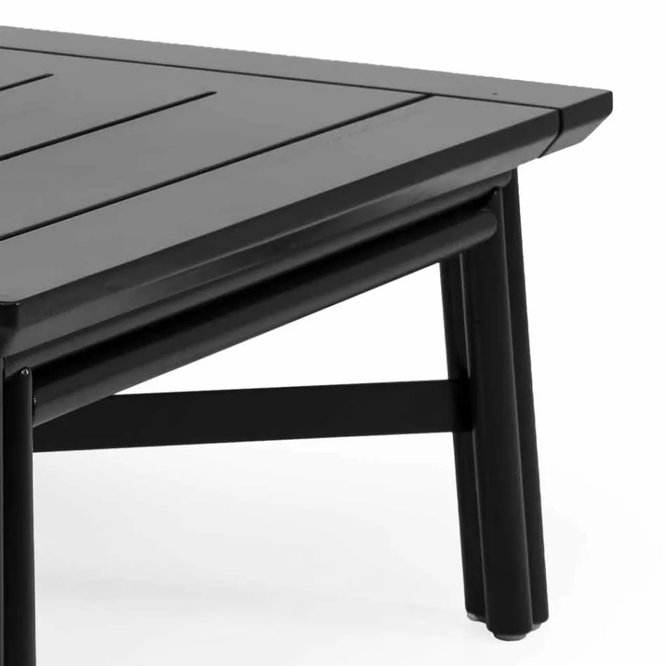 Mesa baja cuadrada para sala de estar al aire libre en madera natural o negra - Suzana Viadurini