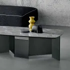 Mesa de centro baja Sala de estar Tapa de cerámica y patas de vidrio ahumado 3 Tamaños - Aleatorio Viadurini