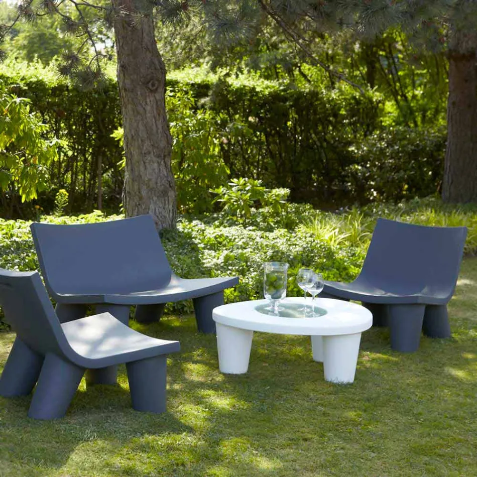 Mesa baja Low Slide Lita Table de polietileno y vidrio fabricado en Italia Viadurini