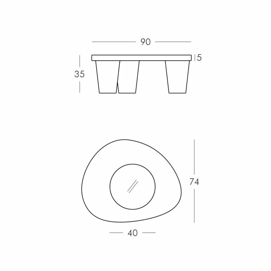 Mesa baja Low Slide Lita Table de polietileno y vidrio fabricado en Italia Viadurini