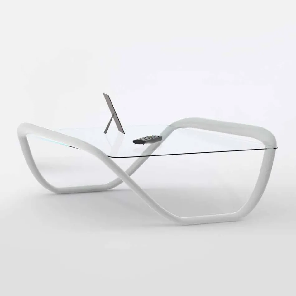 Mesa auxiliar de vidrio de diseño moderno y Adamantx® Continuum Viadurini