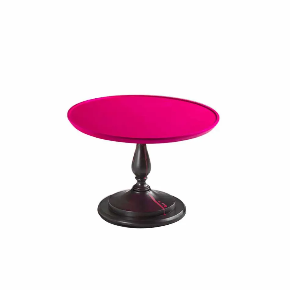 Mesa de salón de cóctel con tapa lacada rosa, 70 cm de diámetro, Nik Viadurini