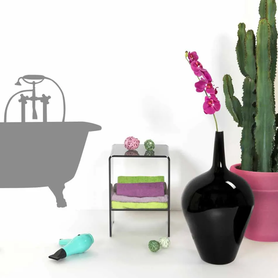 Mesita de centro / mesita de noche ahumada transparente de diseño moderno Mimi, hecha en Italia Viadurini