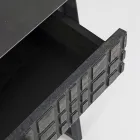 Mesita de noche en acero y madera de mango de diseño étnico - Mireo Viadurini