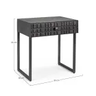 Mesita de noche en acero y madera de mango de diseño étnico - Mireo Viadurini