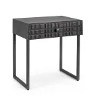 Mesita de noche en acero y madera de mango de diseño étnico - Mireo Viadurini