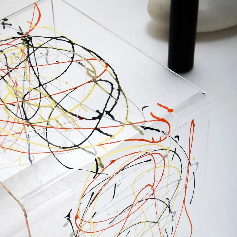 Mesita de noche en plexiglás transparente y coloreado 2 tamaños - Pelere Viadurini