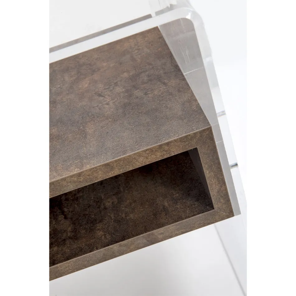 Mesita de noche reciclable en plexiglás transparente y madera - Pascoli Viadurini