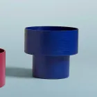 Mesita de noche redonda de diseño moderno en madera burdeos o azul - Vinnie Viadurini