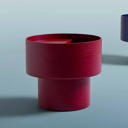 Mesita de noche redonda de diseño moderno en madera burdeos o azul - Vinnie Viadurini