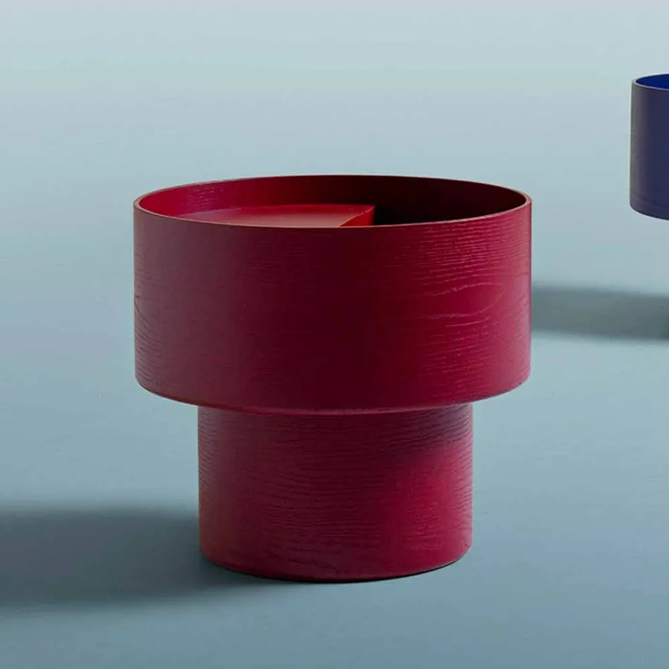 Mesita de noche redonda de diseño moderno en madera burdeos o azul - Vinnie Viadurini