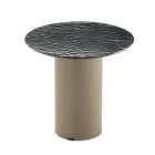 Mesa de centro con base metálica y tablero de espejo o cristal de Ø45 cm - Flaminia Viadurini