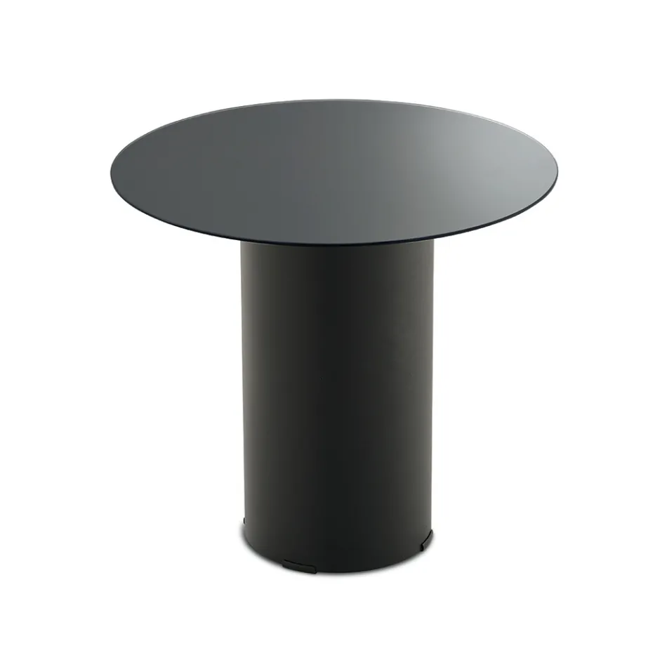 Mesa de centro con base metálica y tablero de espejo o cristal de Ø45 cm - Flaminia Viadurini