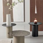 Mesa de centro con base metálica y tablero de espejo o cristal de Ø45 cm - Flaminia Viadurini