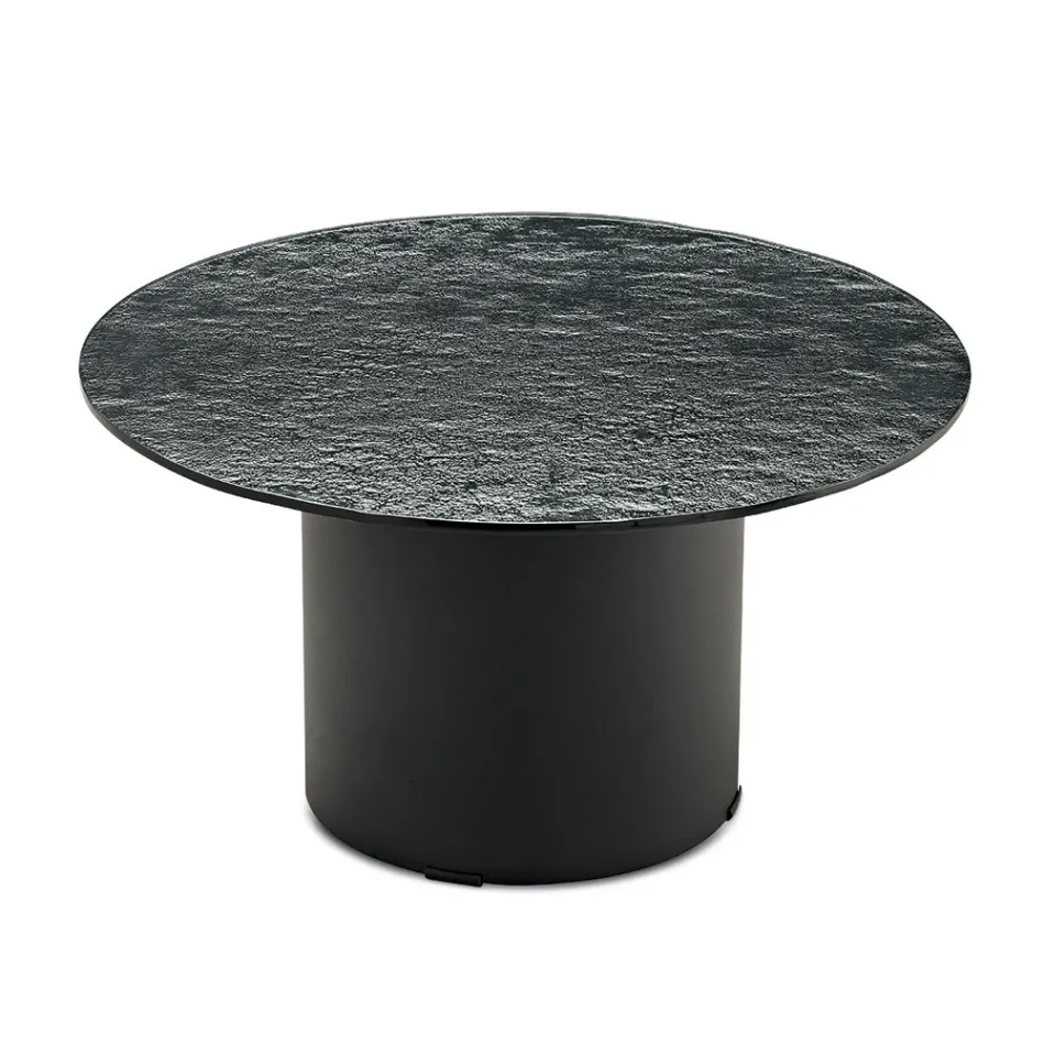 Mesa de centro con base metálica y tablero de espejo o cristal de Ø60 cm - Flaminia Viadurini