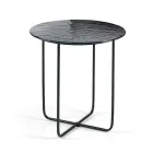 Mesa de centro con espejo y tablero de cerámica efecto mármol, fabricada en Italia - Giusta Viadurini