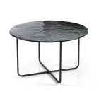 Mesa de centro con espejo y tablero de cerámica efecto mármol, fabricada en Italia - Giusta Viadurini