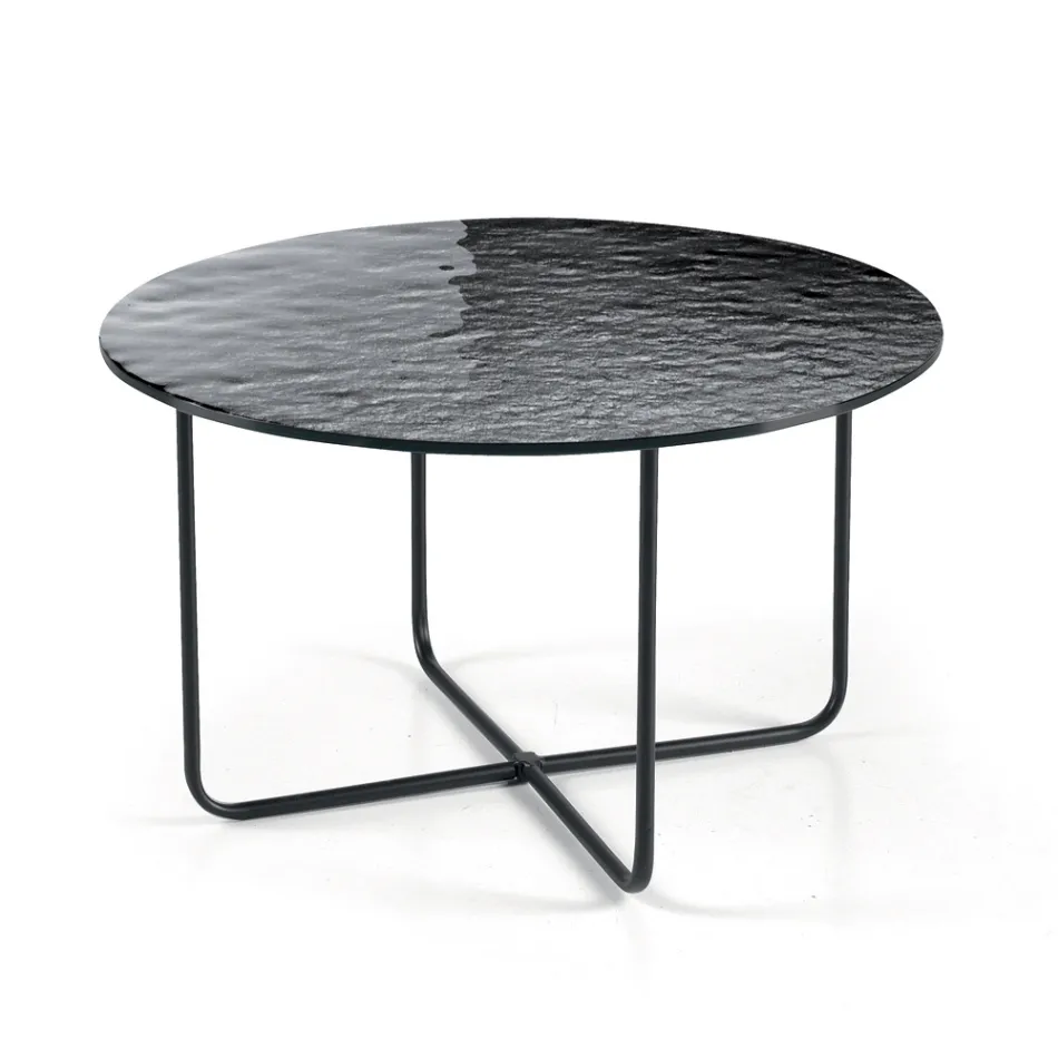 Mesa de centro con espejo y tablero de cerámica efecto mármol, fabricada en Italia - Giusta Viadurini