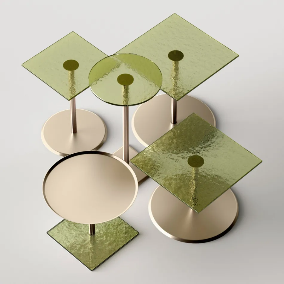 Mesa de centro con tapa cuadrada de vidrio o metal Made in Italy - Anakin Viadurini