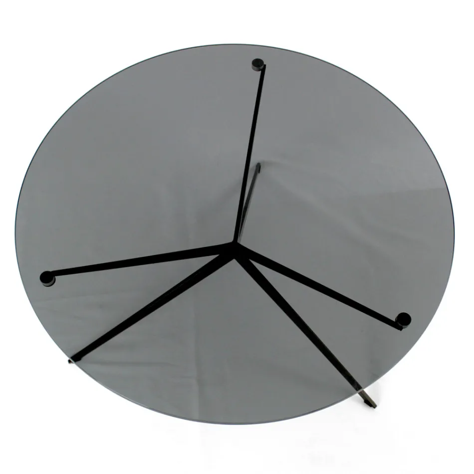 Mesita con Tapa Redonda de Vidrio Made in Italy - Siste Viadurini