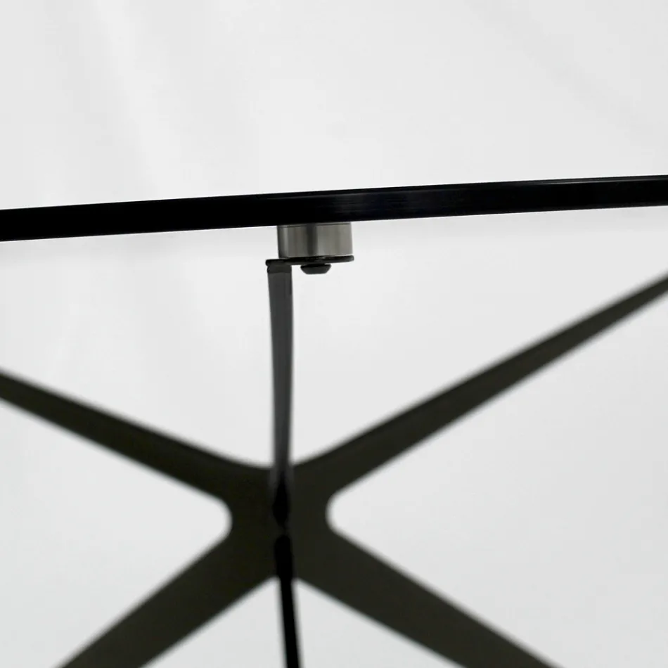 Mesita con Tapa Redonda de Vidrio Made in Italy - Siste Viadurini