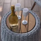 Mesa contenedor de jardín en teca y tejido de cuerda - Arjuna Viadurini