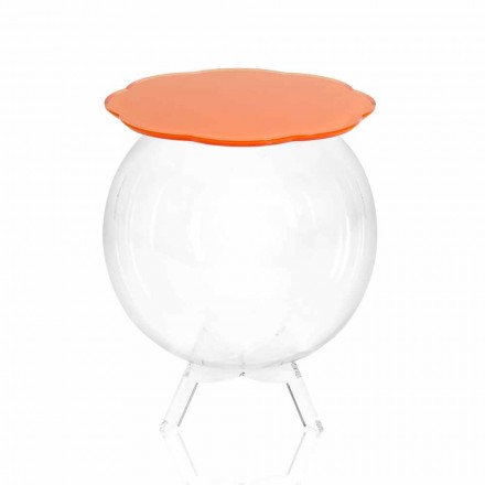 Mesa de centro / contenedor Biffy redondo naranja, diseño moderno Viadurini