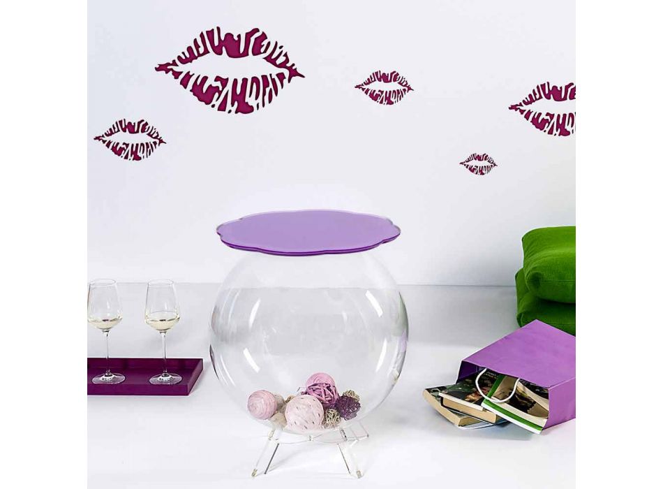 Mesa redonda / contenedor Biffy en color lavanda, diseño moderno Viadurini