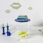 Mesa redonda azul / contenedor Biffy, diseño moderno hecho en Italia Viadurini