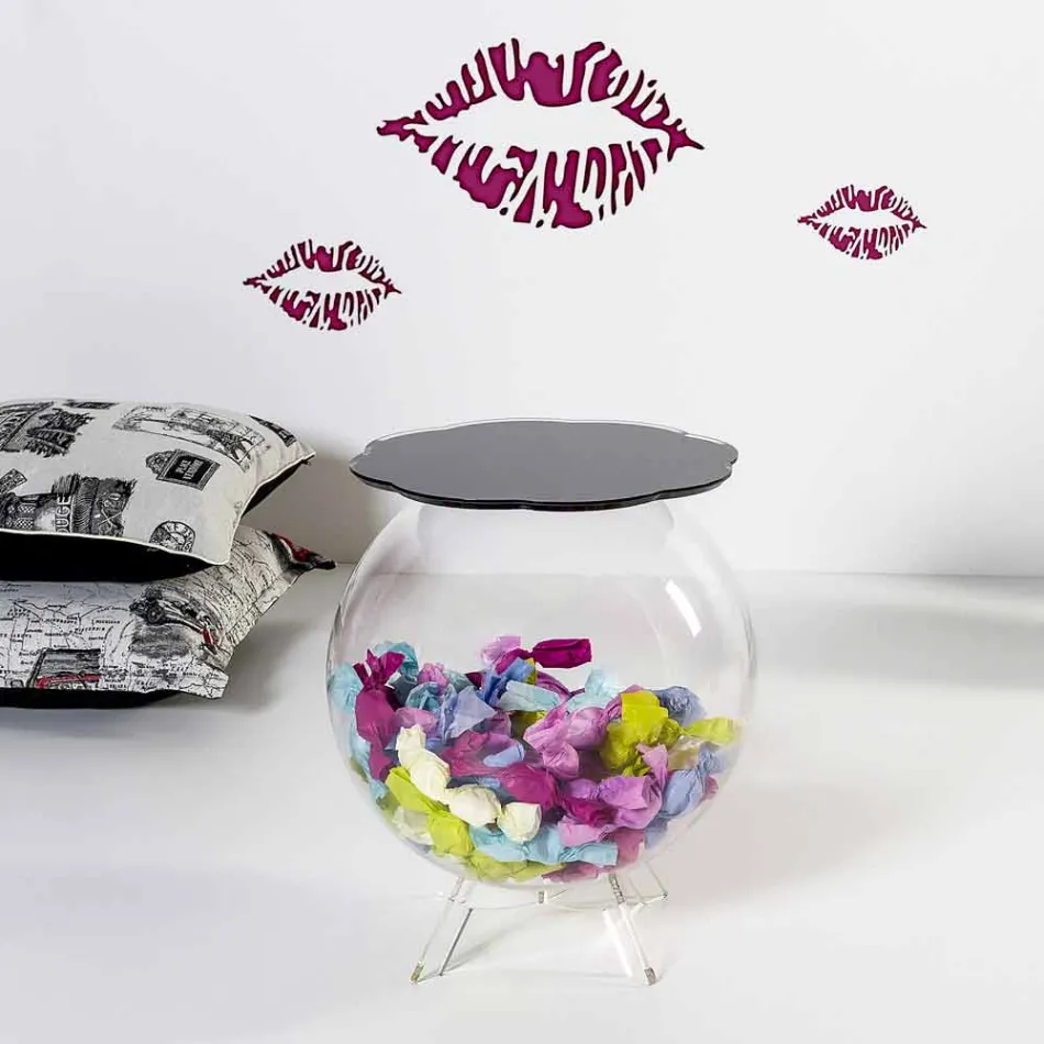 Mesa de centro / contenedor Biffy negro redondo, diseño moderno hecho en Italia Viadurini