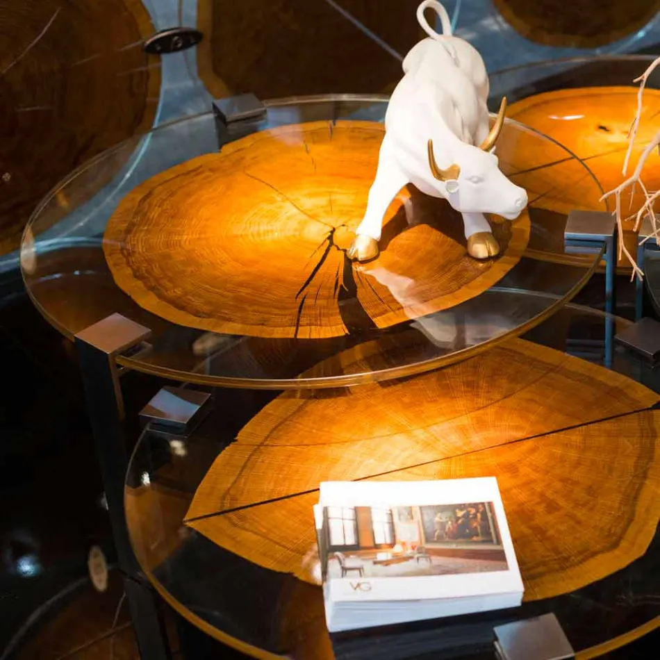 de centro superior de centro moderna de vidrio y madera de baja Bigo 1 Viadurini