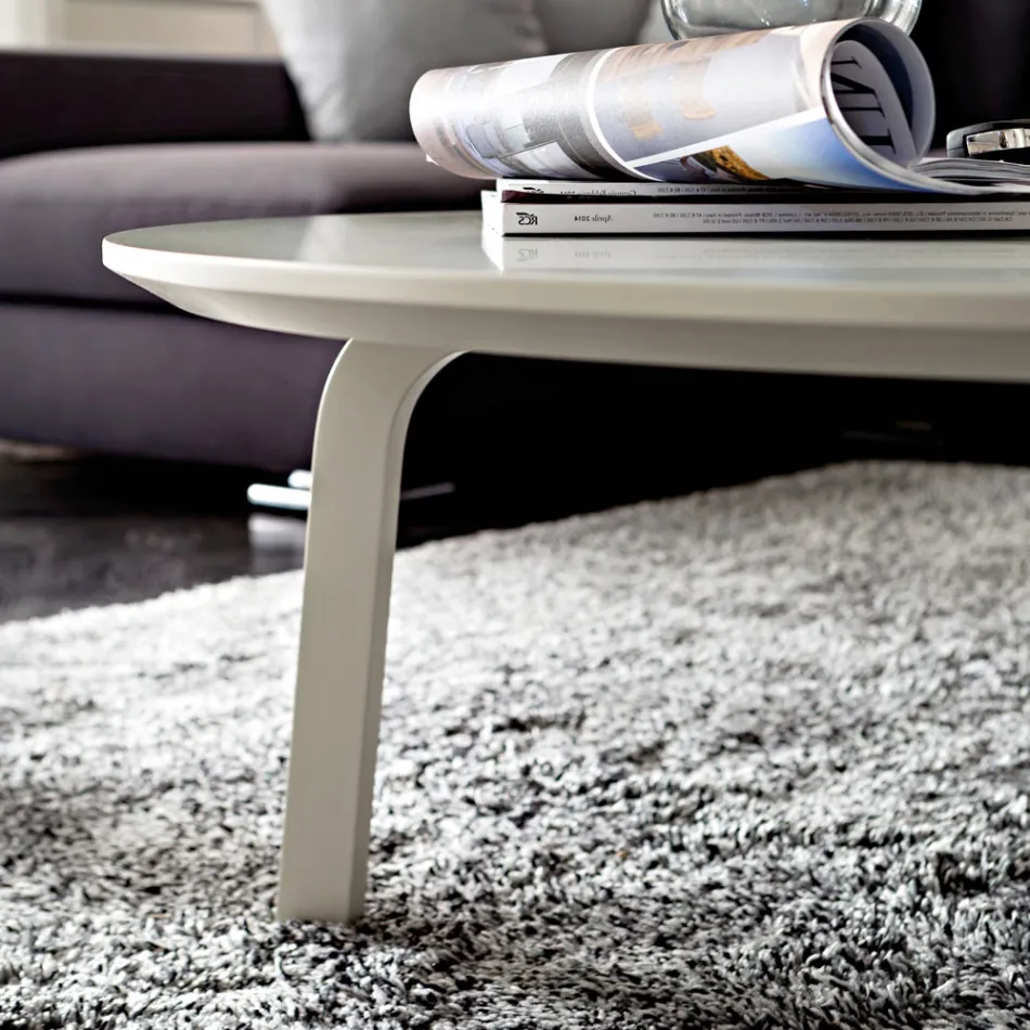 Mesa de Centro con Tapa Redonda en Mdf Lacado Made in Italy - Tobiko Viadurini