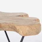 Mesa de centro para salón de acero negro y madera de teca natural - Perlana Viadurini
