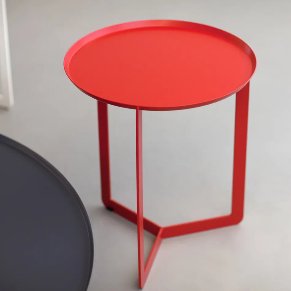 Mesa de centro redonda de metal para exterior Made in Italy - Stephane Viadurini