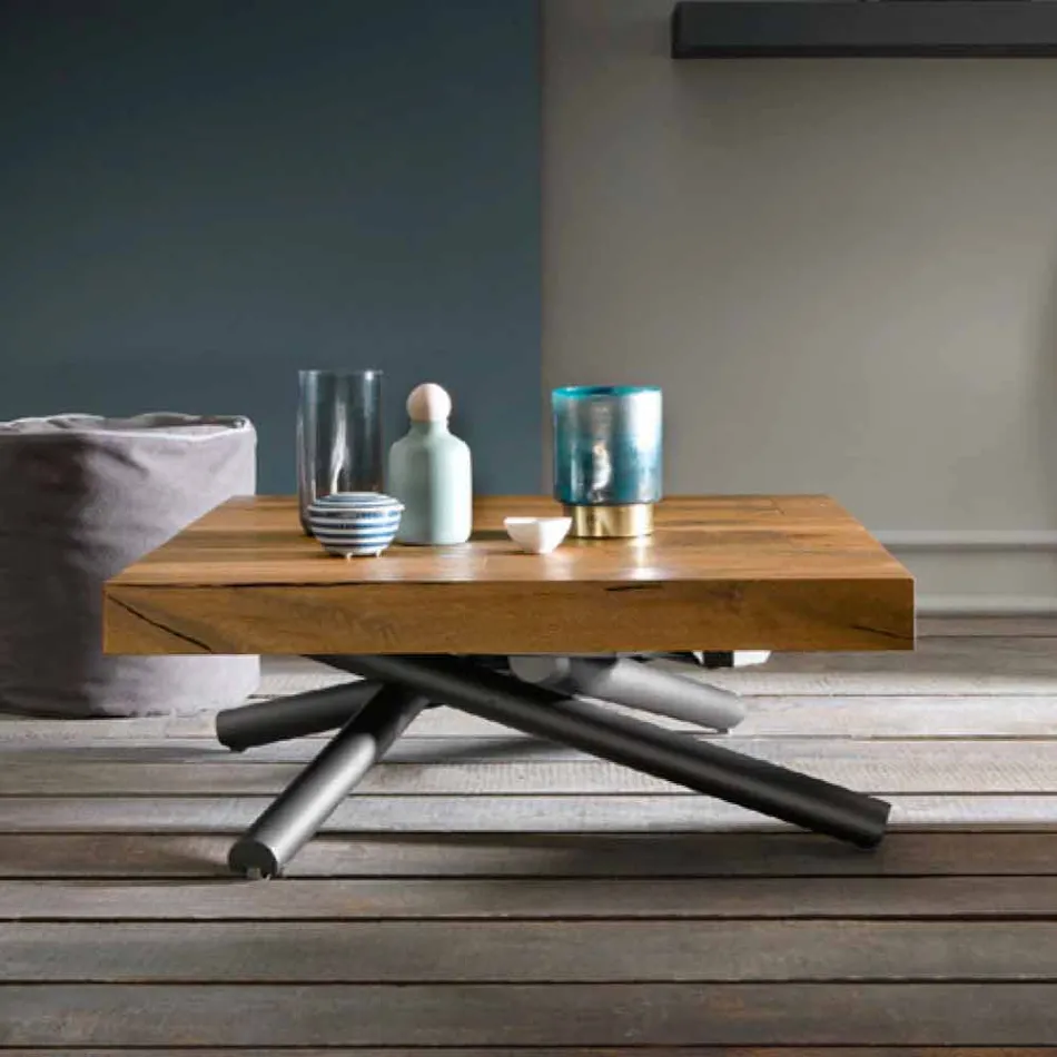 Mesa de centro de diseño transformable en madera Made in Italy - Vincenzo Viadurini