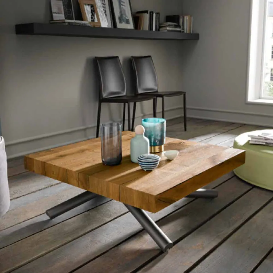 Mesa de centro de diseño transformable en madera Made in Italy - Vincenzo Viadurini