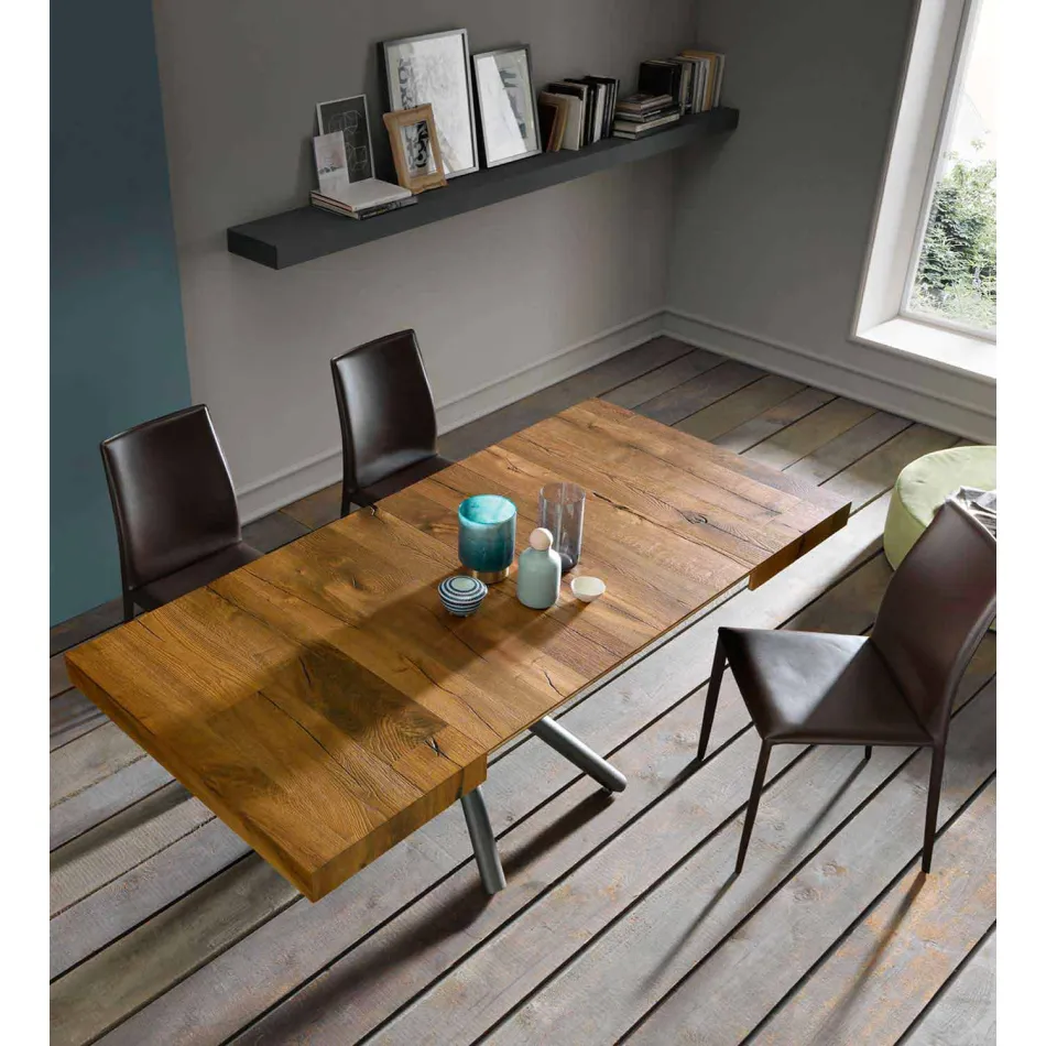 Mesa de centro de diseño transformable en madera Made in Italy - Vincenzo Viadurini