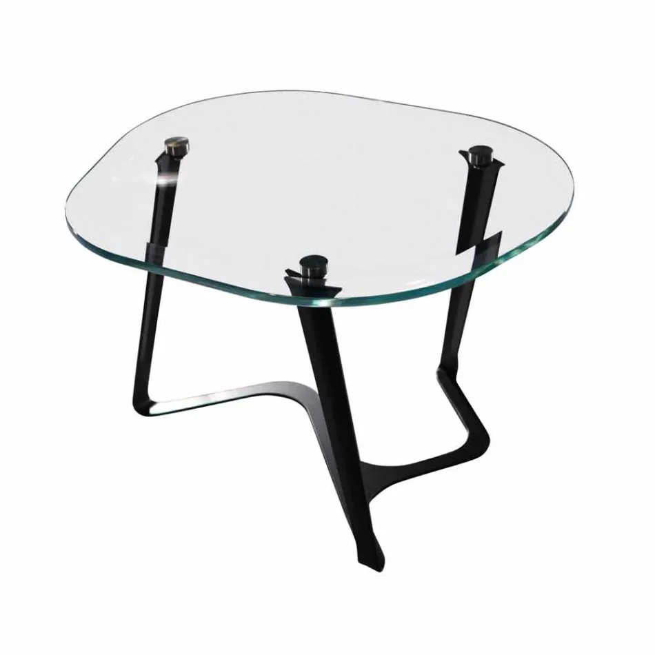 Mesa de centro hecha a mano en vidrio y acero Made in Italy - Marbello Viadurini