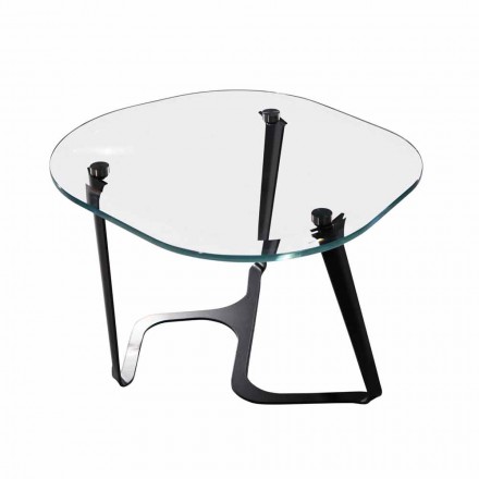 Mesa de centro hecha a mano en vidrio y acero Made in Italy - Marbello Viadurini